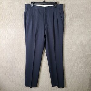 Botany 500 Pants Mens 36x34 Blue Worsted Wool‎ Blend Pleated Trouser Slacks
